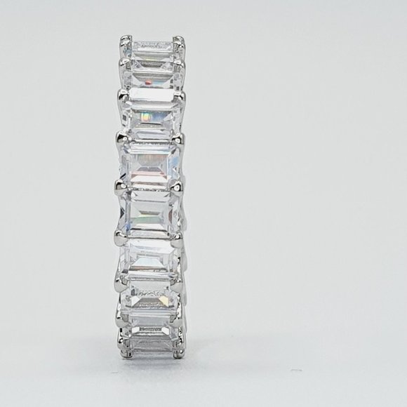 925 Sterling Silver Plated Clear CZ Eternity Wedding/, UNVN12103 - Picture 7 of 7